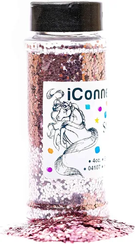 Vista 4 de iConnectWith Glitter – Blush Rose Gold, Stubby Polyester Glitter; Multi-use for Crafts, Decorations, Nail Art, Makeup, Tumblers, Resin Art, and DIY