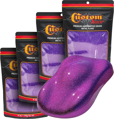 Vista 28 de Custom Shop - Plata a arco iris- 4 onzas de microescamas holográficas de metal de 0.004 pulgadas de tamaño de 100 micrones - Resistente a los rayos