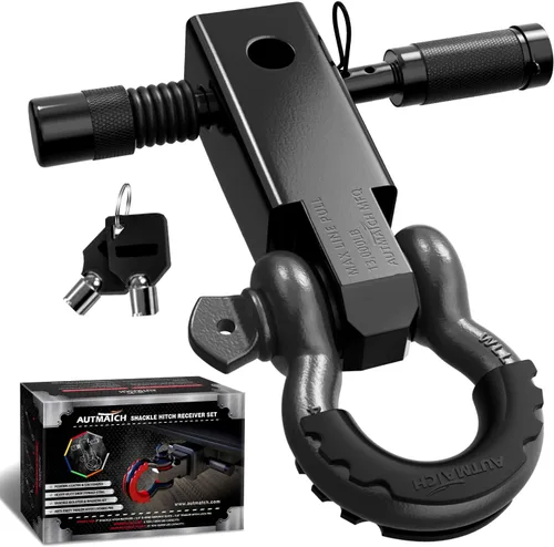 Vista 15 de AUTMATCH Receptor de enganche de grillete de 2 pulgadas con grillete de anillo Mega D de 3/4 pulgadas y pasador de bloqueo de enganche de remolque