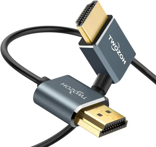 Vista 8 de Twozoh Cable HDMI flexible a HDMI en ángulo izquierdo de 90° 1ft, cable HDMI ultra delgado y delgado compatible con 3D/4K @60Hz