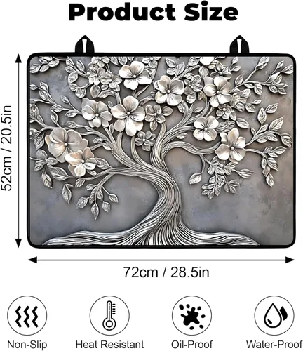 Vista 2 de Cubierta de estufa de vidrio resistente al calor con revestimiento de goma antideslizante – Protector de estufa eléctrica, resistente a