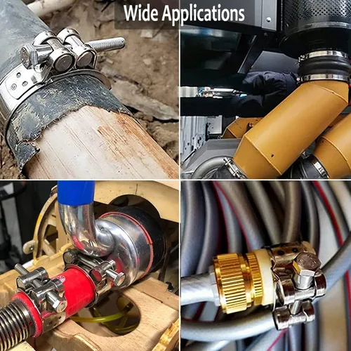 Vista 7 de CUKAYO Paquete de 4 abrazaderas de manguera con perno en T, abrazadera intercooler de entrada turbo ajustable de acero inoxidable 304 de 1.142-1.220