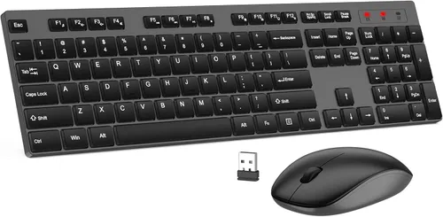 Vista 12 de Combo de teclado y mouse inalámbrico, EDJO, teclado y mouse USB inalámbrico silencioso de tamaño completo, 2.4GHz sin retraso, larga duración
