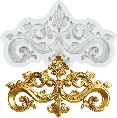 Vista 31 de Moldes barrocos de fondant de encaje de flores, moldes de silicona para curvas, molde de alivio de volutas para decoración de pasteles, decoración