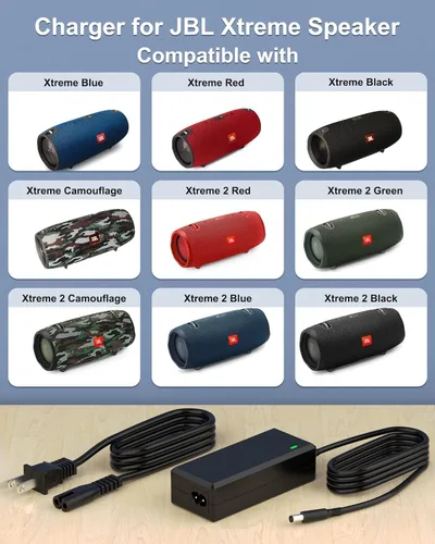 Vista 3 de Cargador de altavoz de 19 V compatible con JBL Xtreme 2/1 Extreme 2/1 Boombox 2/1 Boombox 2/1 impermeable portátil Bluetooth reemplazo del cable