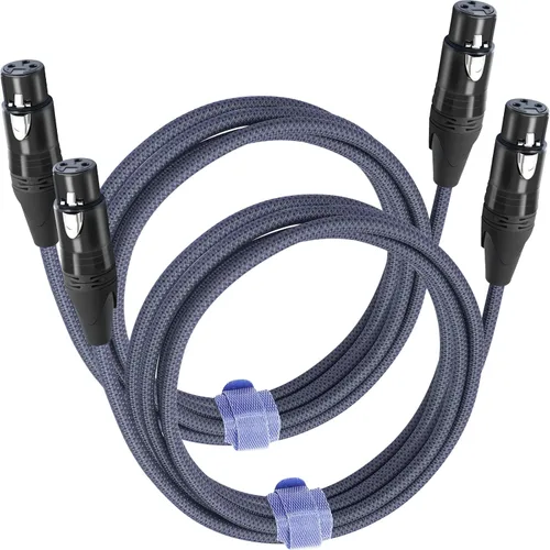 Vista 15 de Paquete de 2 cables de audio de equilibrio de 3 pines hembra a hembra, cables de conexión de micrófono de 3 pines, cables de conexión XLR hembra DMX