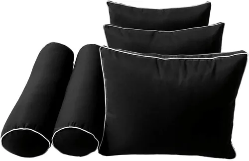 Vista 5 de Prolinemax Estilo 3 – Cojín de colchón y almohada para sofá cama interior al aire libre, porche, cama oscilante, ribete de contraste, tamaño de cuna
