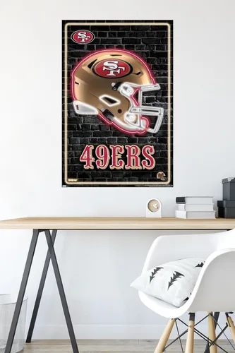 Vista 4 de NFL San Francisco 49ers - Póster de pared con casco neón 23, 34 pulgadas de largo x 22.4 pulgadas, versión sin marco