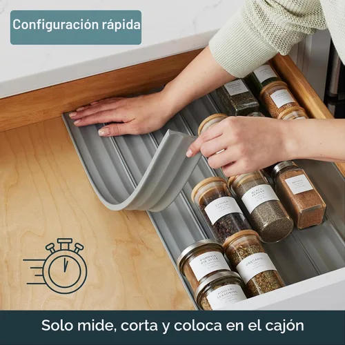 Vista 5 de YouCopia SpiceLiner - Organizador de cajones para especias (rollo de ajuste universal de 10 pies), color gris