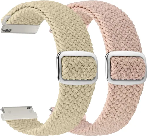 2 Pack 22mm Quick Release Braided Bands Compatible with Garmin Vivoactive 4 45mm, Forerunner 570 47mm/255/265, Adjustable Band for Amazfit Bip 6/5