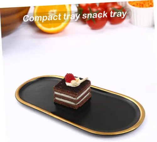 Vista 8 de 2 Pcs Ceramic Jewelry Tray Sushi Plate Ceramic Earring Plate Jewelry Plate Holder Black Decorative Tray Ceramic Jewelry Dish Fruit Tray Porcelain