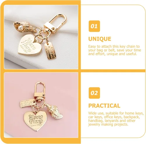 Vista 3 de LABRIMP Llavero de perlas para mujer, 12 piezas, forma de colgante, anillo de imitación, cadena de decoración de Dree para niñas, preciosas