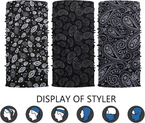 Vista 3 de Polaina para el cuello, bufanda, bandana, cubierta de tubo, pasamontañas, diadema para hombres y mujeres