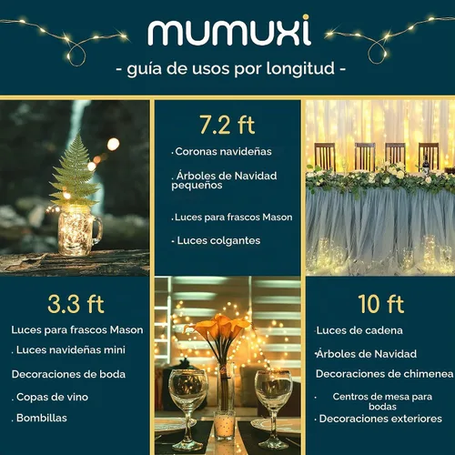 Vista 8 de MUMUXI 20 guirnaldas de luces LED de 7.2 pies Blanco frío