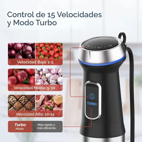 Vista 4 de Ganiza Batidora de Inmersión 8 en 1 Batidora de Mano Max 1000W Motor de Alta Resistencia, 16 Modos de Velocidad Batidora de Mano de Inmersión