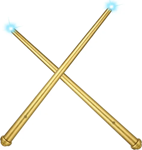 Vista 12 de Gejoy Varita mágica de 2 piezas para niños con luces de sonido, bruja maga, hada, cosplay, juguete, regalo de cumpleaños de Halloween (negro)