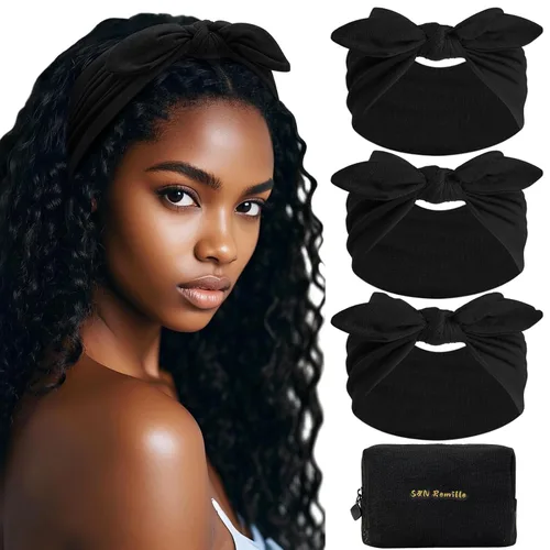 Vista 12 de S&N Remille Diademas anchas para mujer, banda para el cabello grande, diadema elástica antideslizante, accesorios con nudos torcidos, accesorios