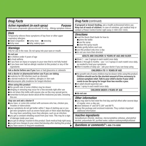 Vista 5 de Amazon Basic Care Spray nasal para alivio de alergias las 24 horas, propionato de fluticasona (glucocorticoide), 50 mcg, fuerza de prescripción