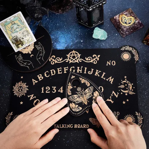 Vista 5 de CREATCABIN Juego de 3 tableros de adivinación de madera, soporte para cartas de tarot, soporte para cartas de tarot, soporte de tarot, soporte