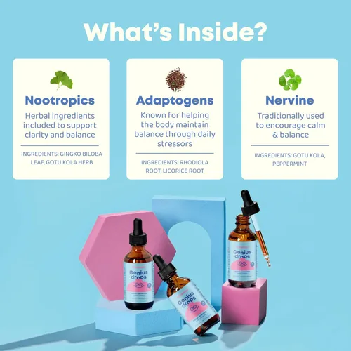 Vista 5 de JoySpring Genius Drops for Kids Suplemento de Concentración Clínicamente Comprobado Suplemento Líquido Herbal de Concentración con Ginkgo Biloba