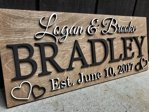 Vista 2 de Personalized Wedding Gift – Custom Wood Last Name Established Sign, Family Name Sign, Wooden Sign, Couples Gift, 5 Year Anniversary