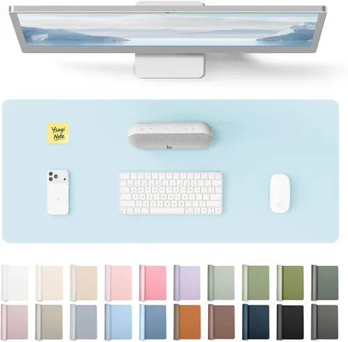 Vista 29 de YSAGi Protector de escritorio de cuero, tapete de oficina, alfombrilla grande para mouse, secante de cuero PU antideslizante, escritorio