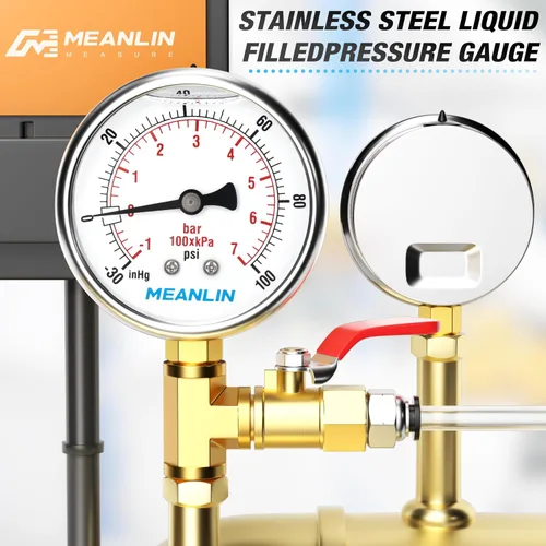 Vista 170 de MEANLIN MEASURE - Vacuómetro de presión de vacío de acero inoxidable, esfera con cara de 2.5 pulgadas, NPT de 1/8 de pulgada, montaje trasero