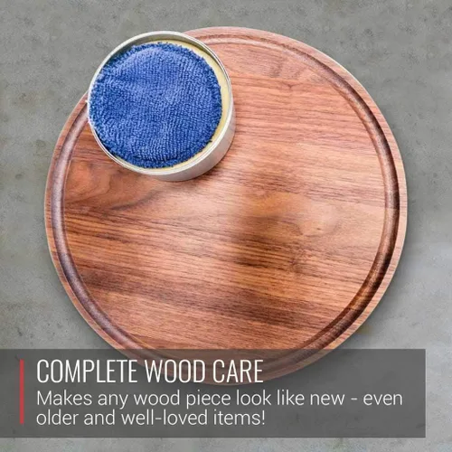 Vista 3 de Cera de madera, aplicador incluido, fabricado con aceite de coco y cera de abejas, grado alimenticio, para tabla de cortar, tazón, utensilios