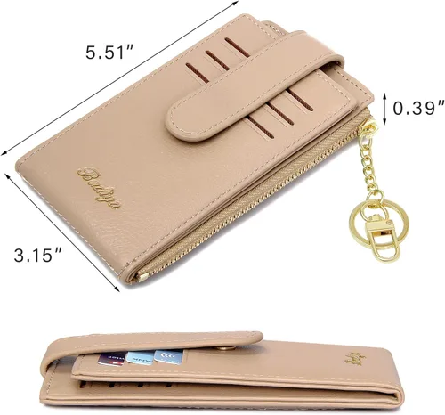 Vista 2 de Badiya Tarjetero para mujeres con RFID, carteras delgadas, plegables, tarjetero multifuncional, monedero