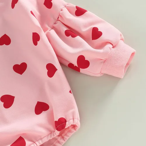 Vista 5 de Mameluco de manga larga para el primer día de San Valentín para bebé, niño y niña, sudadera con cuello redondo