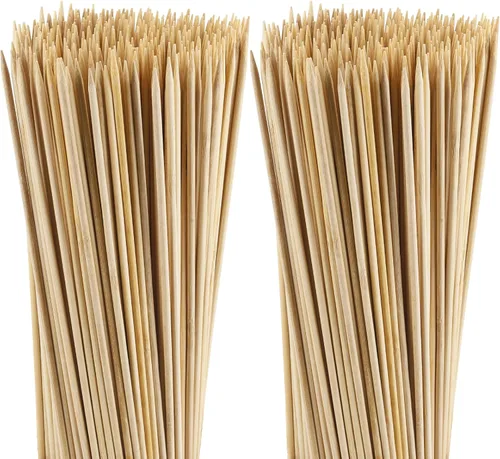 Vista 7 de 200 pinchos de bambú natural de 6/8/10/12/14/16 pulgadas, brochetas de madera para barbacoa de madera, brochetas de barbacoa para barbacoa aperitivo