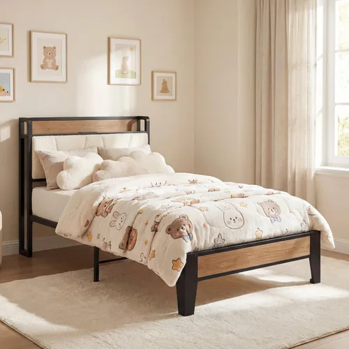 Vista 36 de LIKIMIO Base de cama tamaño King, cabecera de almacenamiento con estación de carga, sólida y estable, sin ruido, no necesita somier, fácil montaje
