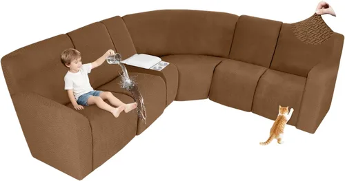Vista 99 de ALIECOM Fundas 100% impermeables para sofá seccional reclinable, forma de L, elásticas, para esquina, funda para sofá seccional reclinable, lavable