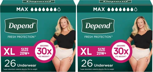 Vista 21 de Depend Fresh Protection - Pañales para adultos, ropa interior de incontinencia y para pérdida de orina posparto para mujer, desechable, máxima