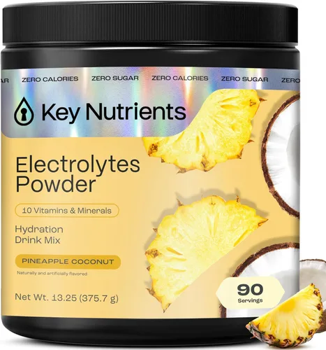 Vista 13 de KEY NUTRIENTS Electrolitos multivitamínicos en polvo sin azúcar - Polvo de electrolitos de naranja ácida - Suplemento de resistencia y energía