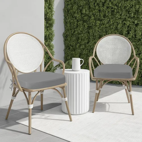 Vista 5 de idee-home - Juego de 4 cojines para sillas al aire libre, 17 x 17 x 3 pulgadas de grosor, cojines impermeables para muebles de patio con lazos