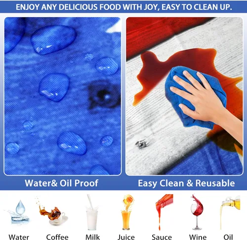 Vista 4 de Juego de fundas para mesa de picnic con bandera estadounidense con textura de madera, impermeable, resistente al viento, para campamento, manteles