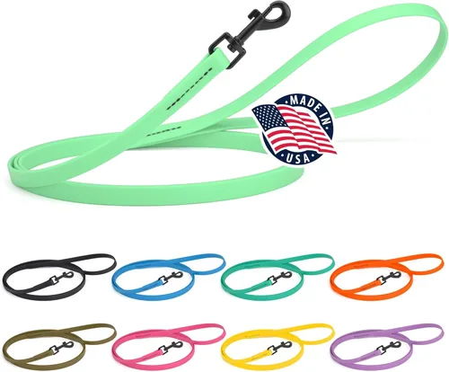 Vista 40 de Dogline Biothane - Correa impermeable para perro, correa de nailon con revestimiento fuerte, con herrajes negros, a prueba de olores, fácil