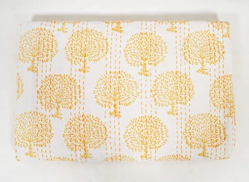 Vista 3 de Colcha Kantha con estampado de bloques a mano, funda de cama Kantha de algodón, colcha Kantha india, colcha de tamaño Queen Kantha, colcha Kantha
