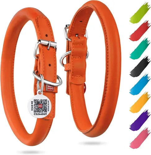 Vista 14 de WAUDOG Collar de cuero enrollado ultrasuave, acolchado suave para perros pequeños, medianos y grandes, collar de cachorro para perros machos