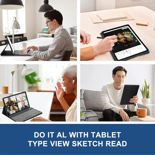 Vista 7 de Funda de teclado para Samsung Galaxy Tab A8 de 10.5 pulgadas 2022, 7 colores retroiluminados y teclado Bluetooth desmontable magnético, funda