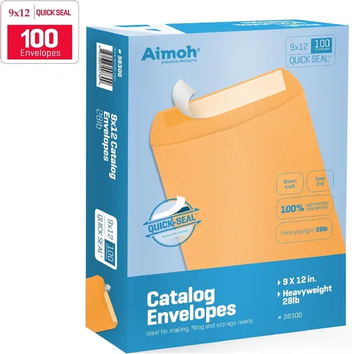 Vista 7 de Aimoh Sobres de envío de catálogo de papel kraft marrón autosellado de 9 x 12 pulgadas, 28 libras, 100 unidades, 9 x 12 pulgadas (38300)
