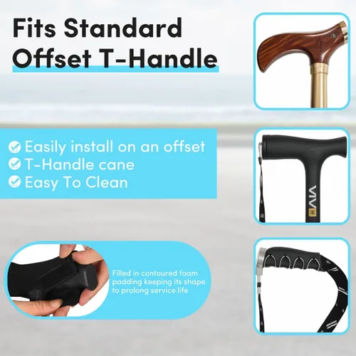 Vista 4 de Walking Cane Handle Cover - Cane Handle Cushion for Seniors - Soft Cane Handle Grip Replacement & Cane Accessories with Non-Slip Cushion