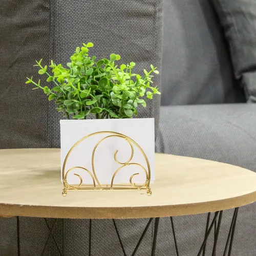 Vista 5 de HANABASS Napkin Holder for Kitchen Counter Metal Napkin Dispenser with Weighted Arm Rustic Gold Iron for Home Restaurant Outdoor Table Use