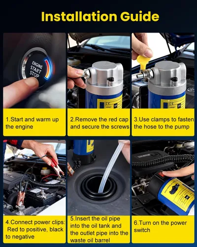 Vista 4 de Bomba eléctrica de cambio de aceite de 12 V 100 W, extractor de fluidos multiusos y bomba de transferencia para aceite de motor, líquido