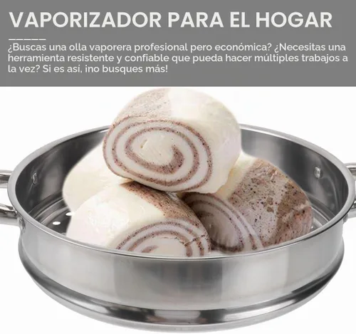 Vista 4 de Hemoton Olla de vapor de acero inoxidable de 14.7 pulgadas, olla multifuncional de 5 niveles para cocinar albóndigas, verduras, sopa, práctica