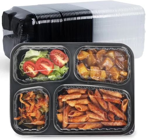 Vista 11 de Contenedores de Plástico PP Rellenos de Minerales - Paquete de 50, 9x6, 27 oz, Film Retráctil, Sin BPA Contenedor de Comida Tipo Almeja Apilable