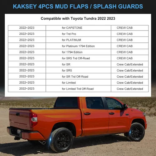 Vista 7 de Protectores contra salpicaduras compatibles con Toyota Tundra 2022 2023, guardabarros para todo tipo de clima, guardabarros con kits