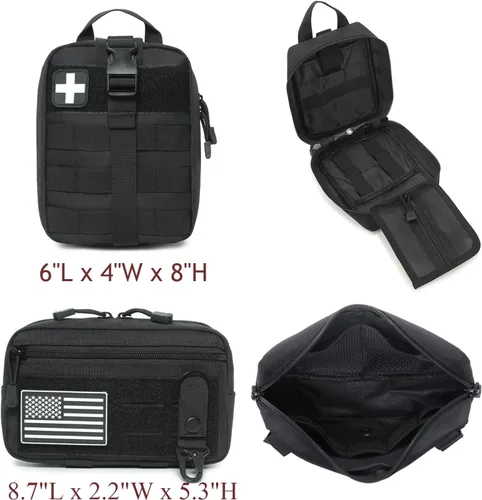 Vista 5 de Pack de 6 organizadores tácticos Molle para respaldo de asiento de coche - Organizador táctico de panel para vehículo con 5 bolsas Molle