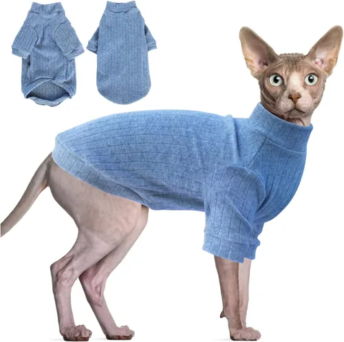 Vista 11 de Idepet Sphynx Suéter Camisa para Gatos sin Pelo Gatitos Ropa Suave para Cachorros Pullover Pijamas Lindas para Gatos Mono de Algodón Vestimenta